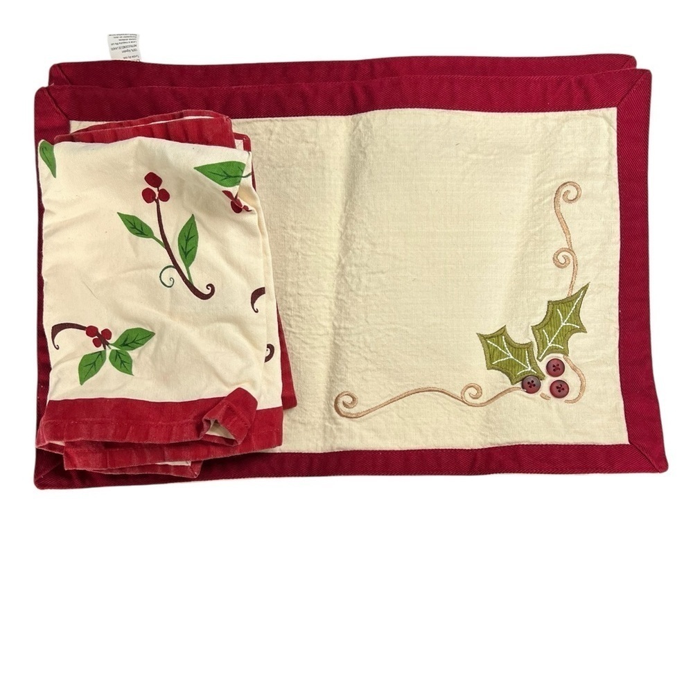 Set of 2 Christmas placemats and napkins